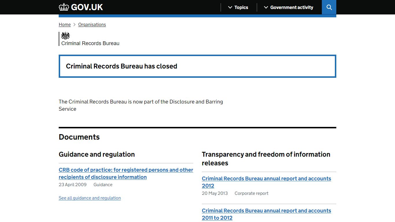 Criminal Records Bureau - GOV.UK